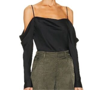Lagence Zion cold shoulder silk blouse. Black. XS